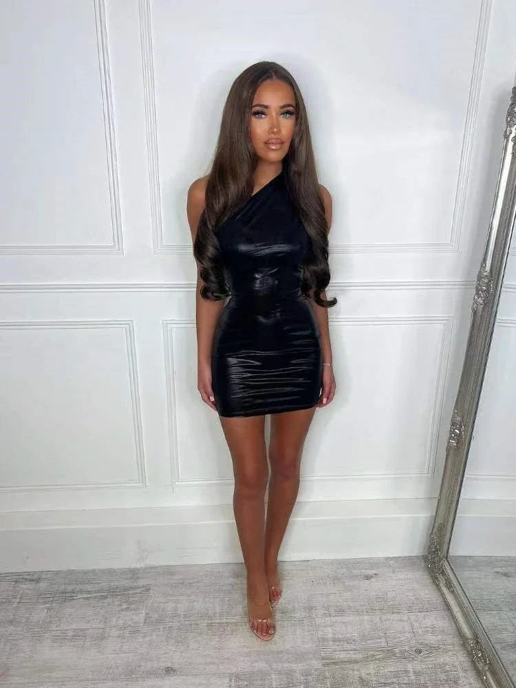 One Shoulder Irregular Skinny Mini Dress