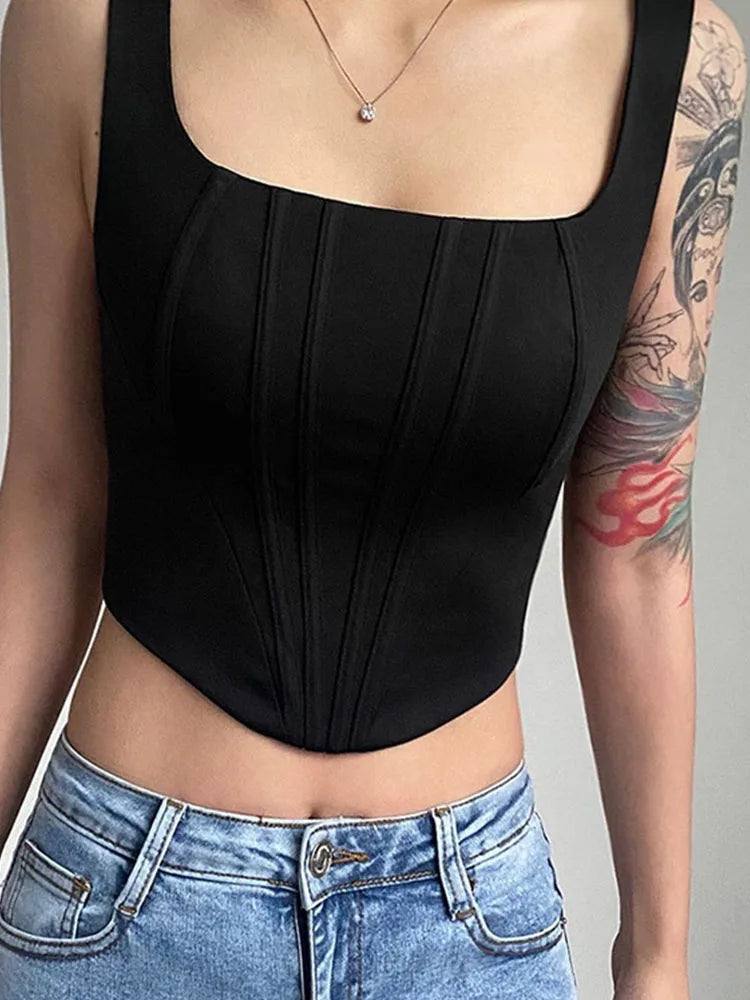 Square Neck Tight Backless Cami Top