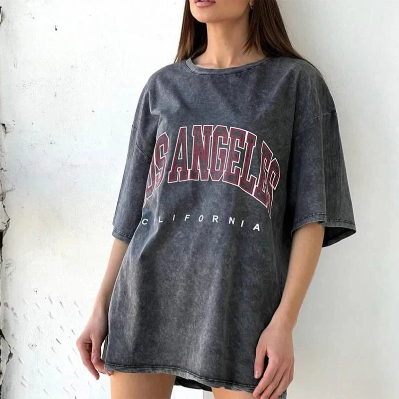 Planet Print Washed Pink T-shirt