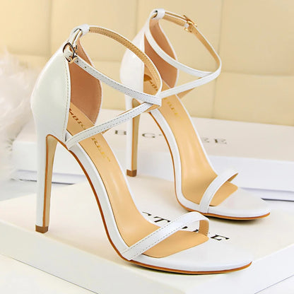 Shoes Pumps Open Toe High Heels Patent Leather Women Heels Stiletto 11 Cm 7.5cm Summer Heels Sandals Women Party Shoes