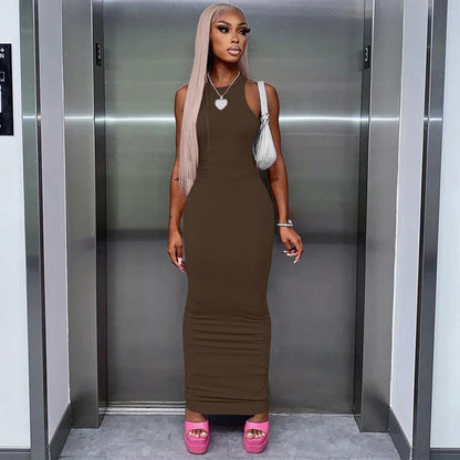 Ribbed Sleeveless Bodycon Maxi Dress