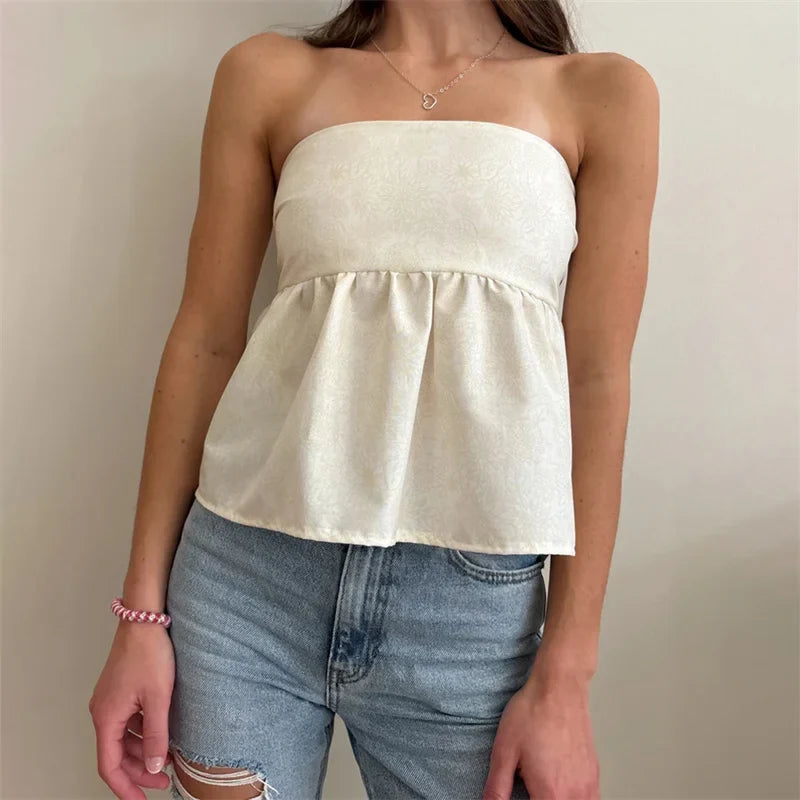 Floral Print Off-Shoulder Strapless