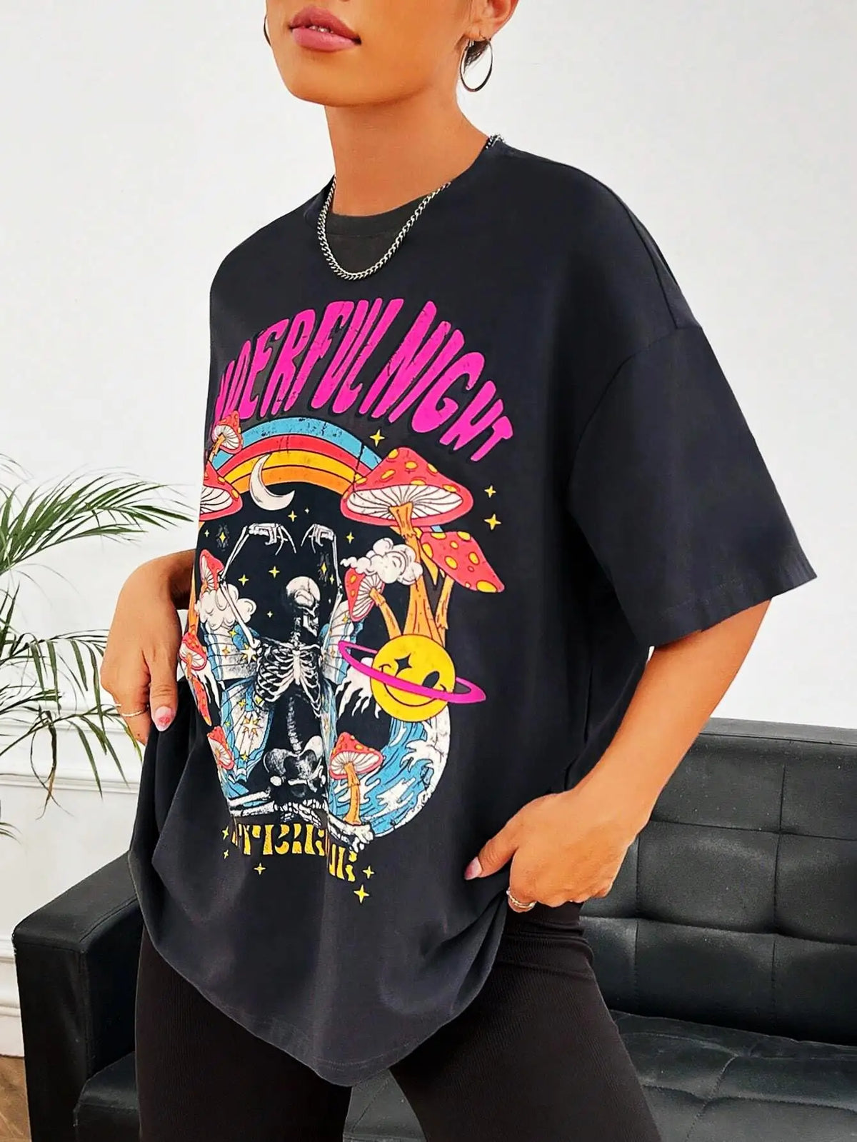 Dancing Skull Printed Female T-Shirts Cool Comfortable Tshirts Casual Fashion Funny Tee Shirts Hip Hop Oversized Women Tops