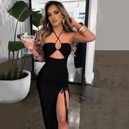 Sleeveless Backless Slim Midi Dress