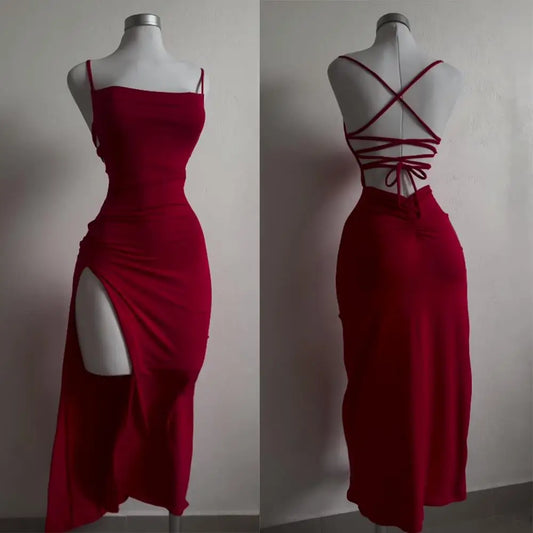 explosive new dress summer high sensibility halter strap Spice Girl bag hip dress