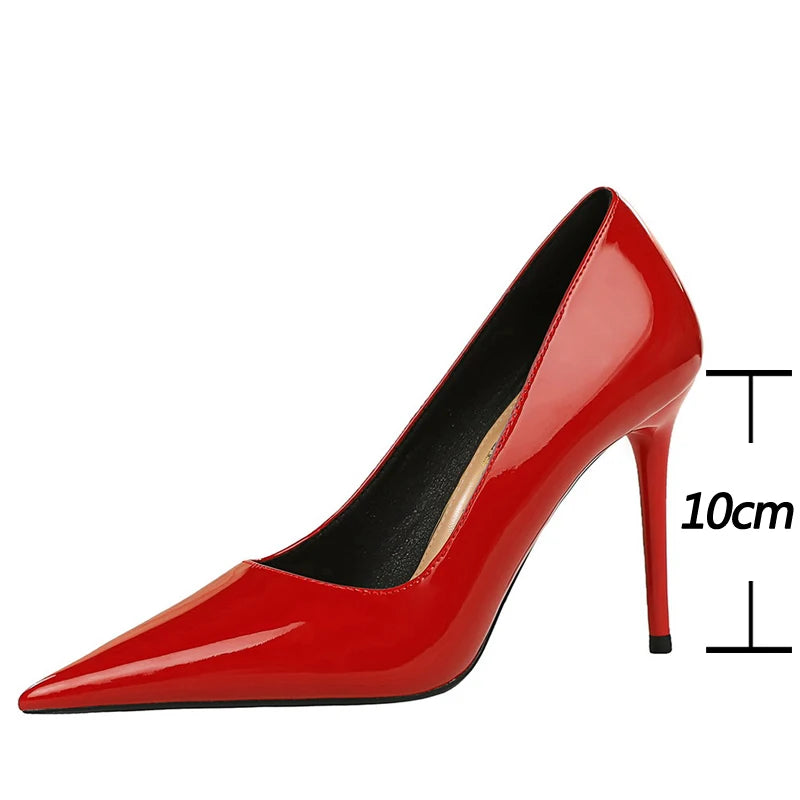 Shoes Pointed Toe Red Women Pumps Patent Leather High Heels Occupational OL Office Shoes Stiletto Female Heels Shoes