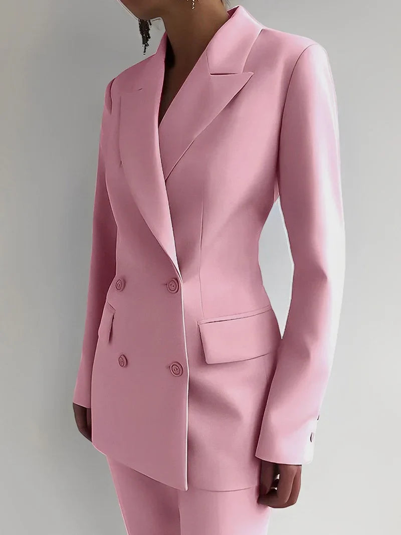 Purple Double Breasted Pant Suit