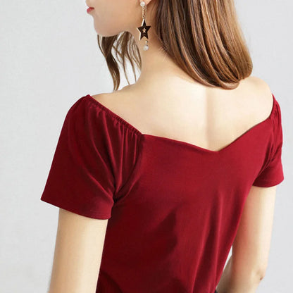 Fashion Women Spring Summer Style Cotton Blouses Shirts Women Casual Short Sleeve V-Neck Solid Loose Blouses Women Tops DF3492