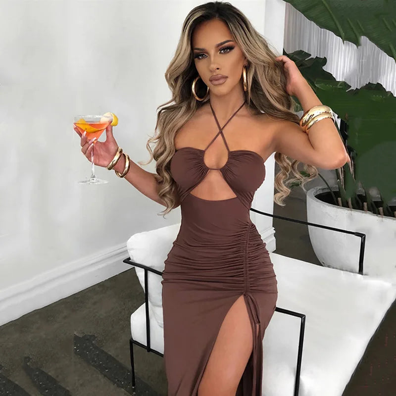 Sleeveless Backless Slim Midi Dress