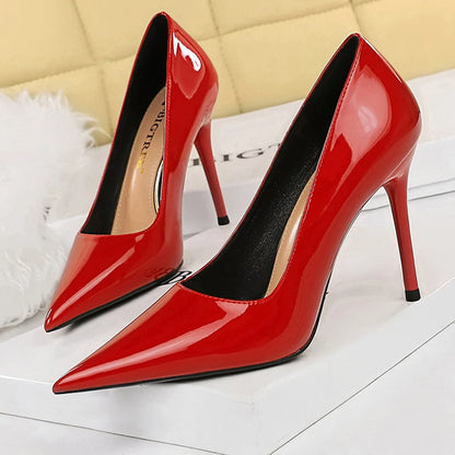 Shoes Pointed Toe Red Women Pumps Patent Leather High Heels Occupational OL Office Shoes Stiletto Female Heels Shoes