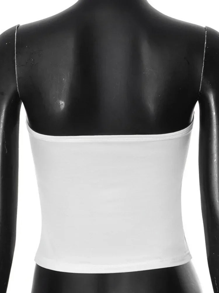 Sexy Floral Print Bustier Short Strapless Top One-Piece Sleeveless Slim-Fit Fashion Tops For Women Casual Neckless Y2k Bra Top