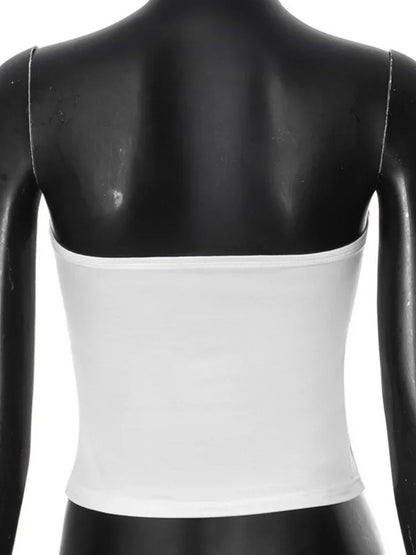 Sexy Floral Print Bustier Short Strapless Top One-Piece Sleeveless Slim-Fit Fashion Tops For Women Casual Neckless Y2k Bra Top