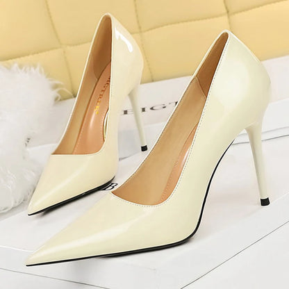Shoes Pointed Toe Red Women Pumps Patent Leather High Heels Occupational OL Office Shoes Stiletto Female Heels Shoes