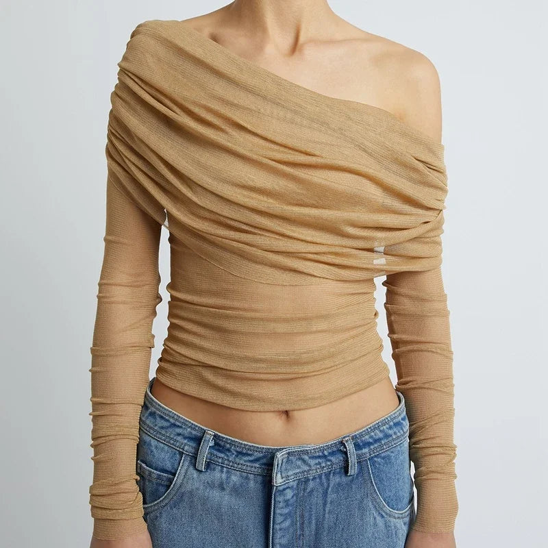 Sheer Mesh Slim Fit Crop Top
