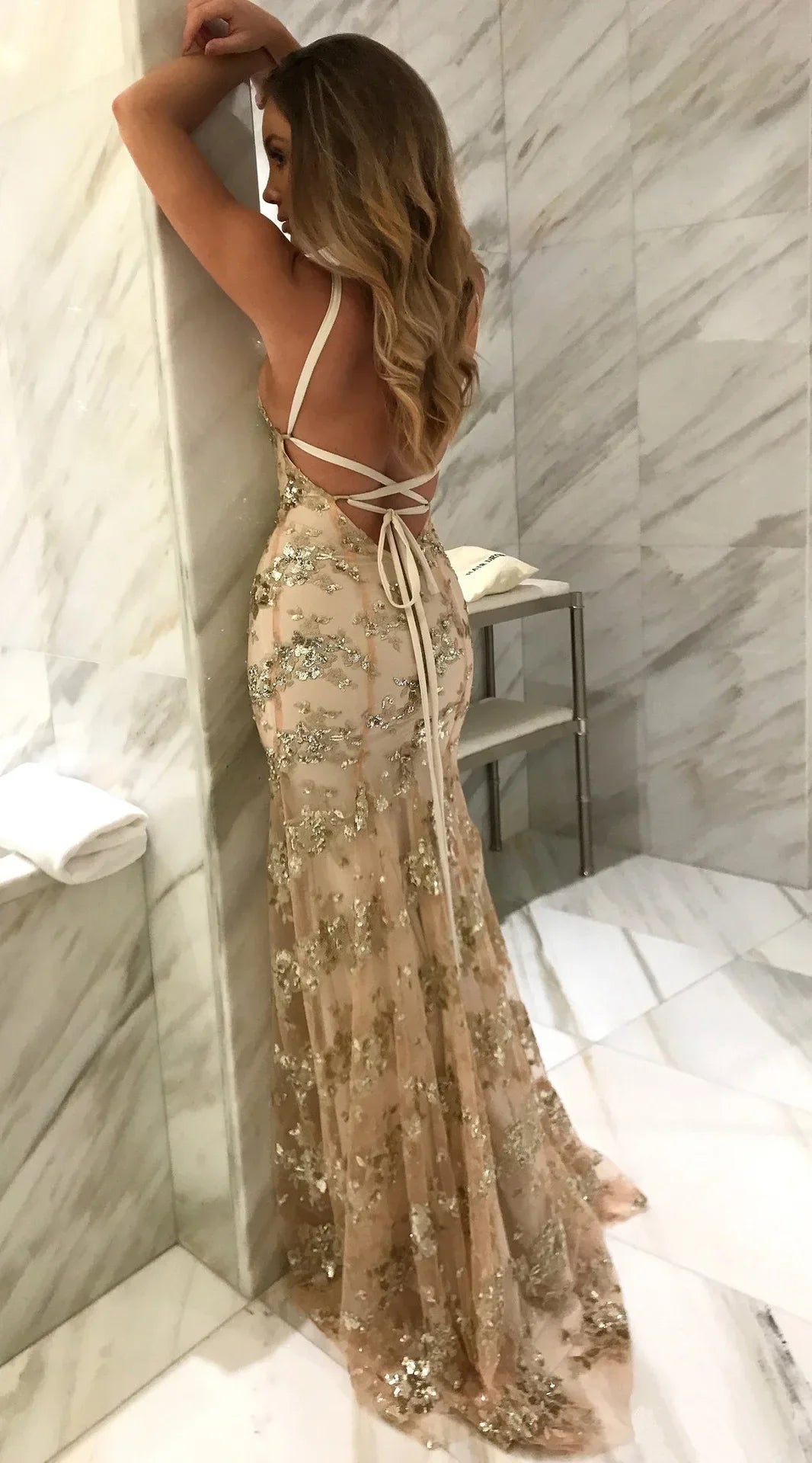 Sequins Wrap Breast Maxi Dress