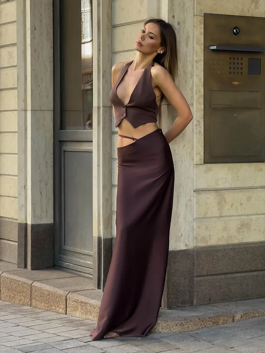 Backless Lace-up Solid Color Cami Top