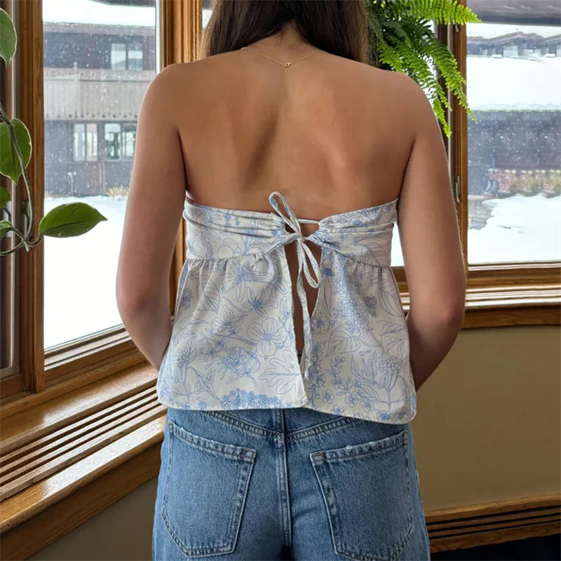 Floral Print Off-Shoulder Strapless
