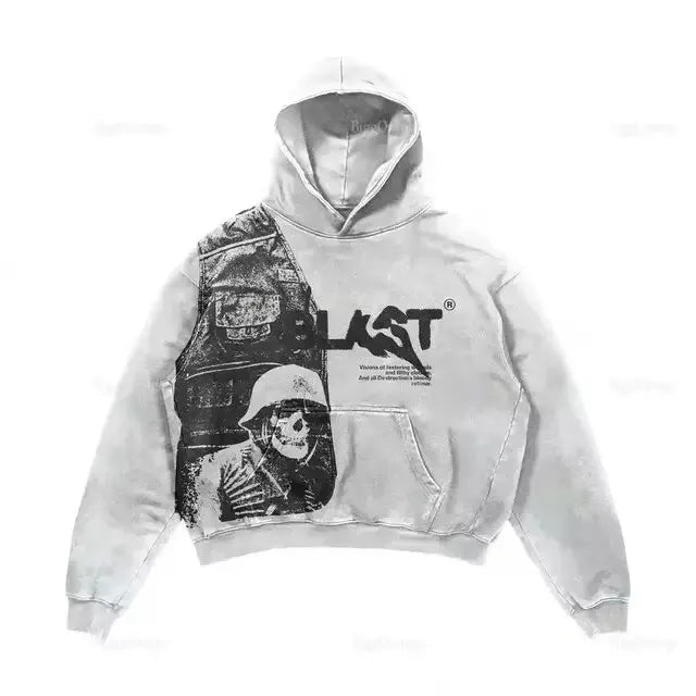 Dark Off Shoulder Pullover Hoodie