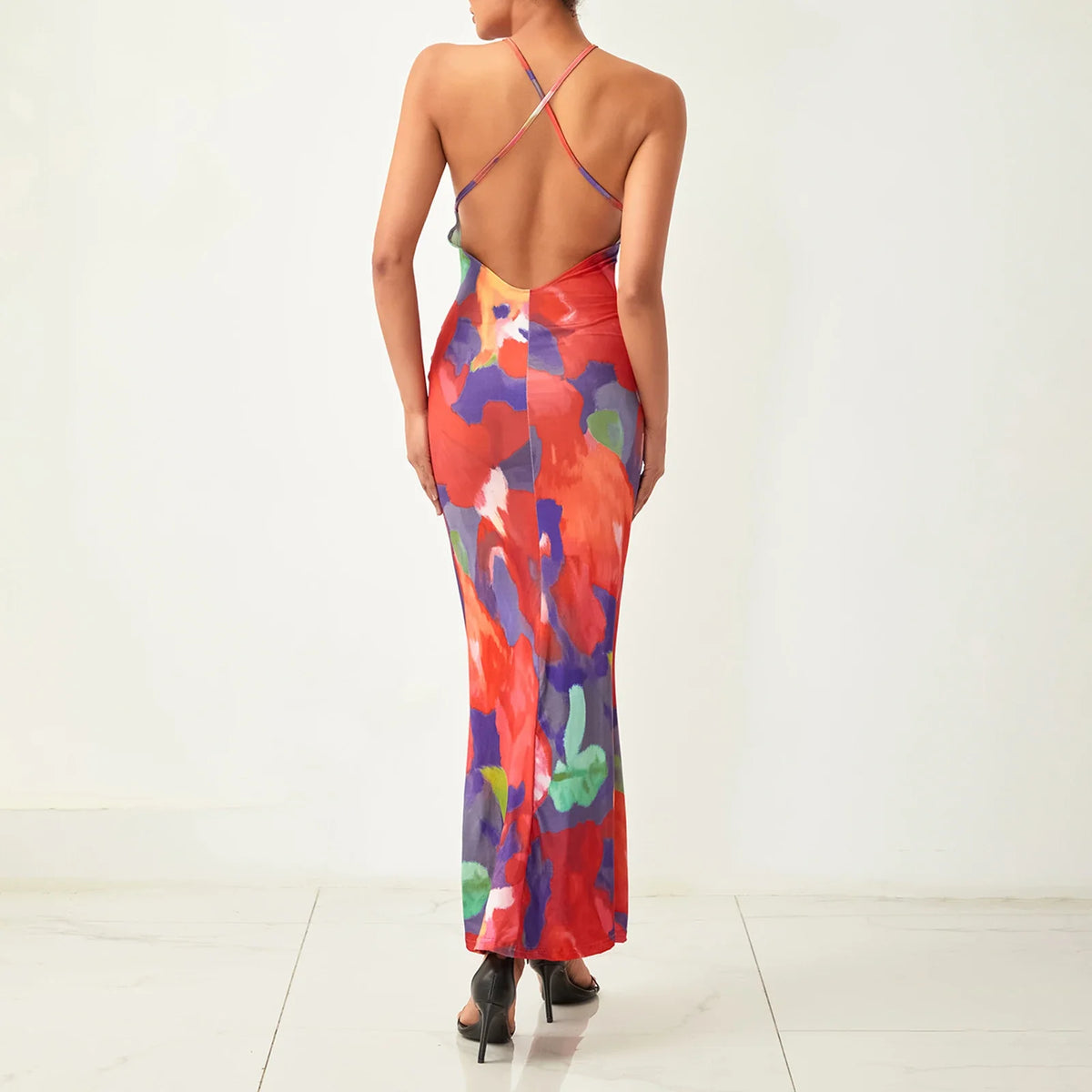 Lace Trim Leopard Patchwork Floral Dress