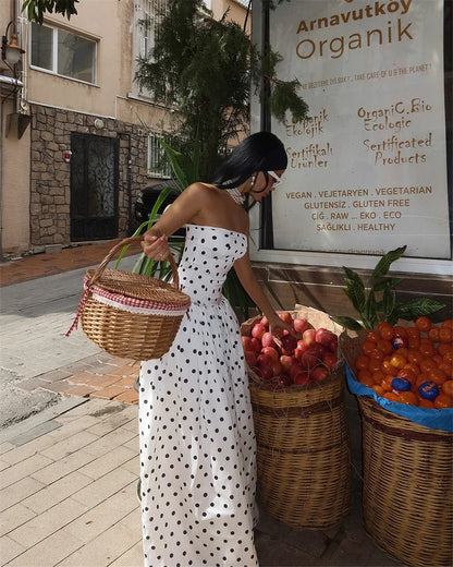 Polka Dot Strapless A-line Party Dress