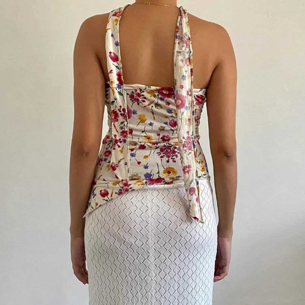Vintage Floral Irregular Strapless