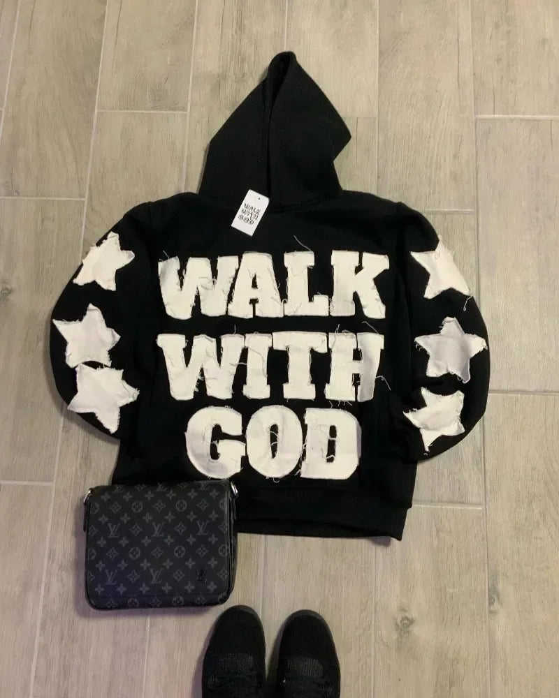 Star Patch Gothic Oversized Hoodie