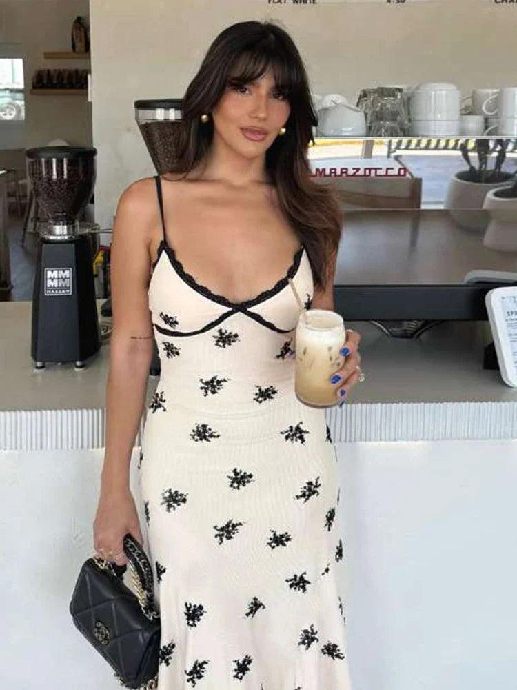 Irregular Print Panel Midi Dress
