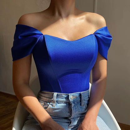 Satin Fishbone One Shoulder Strapless