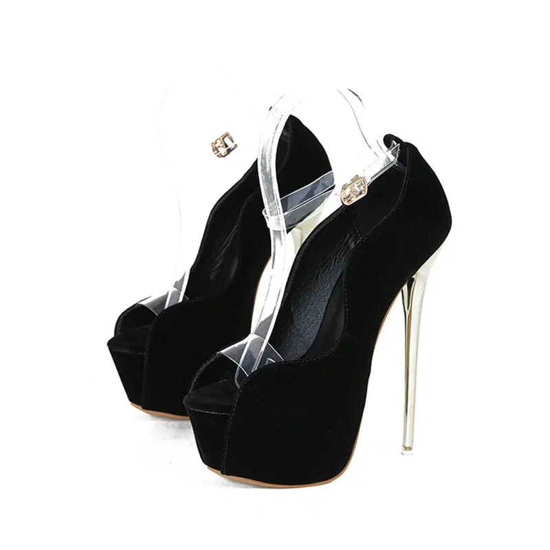 Luxury Peep Toe 6cm Platform Super Thin High Heel High Heel
