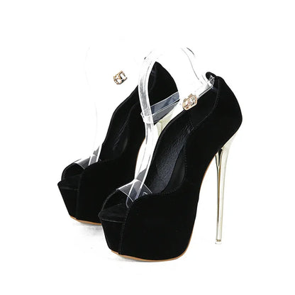 Luxury Peep Toe 6cm Platform Super Thin High Heel High Heel