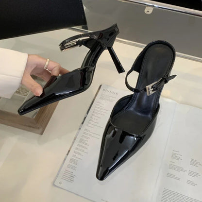 Pointed Toe Slingback Thin Heels Slide Fashion Designer High Heel