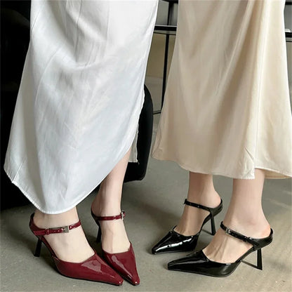Pointed Toe Slingback Thin Heels Slide Fashion Designer High Heel