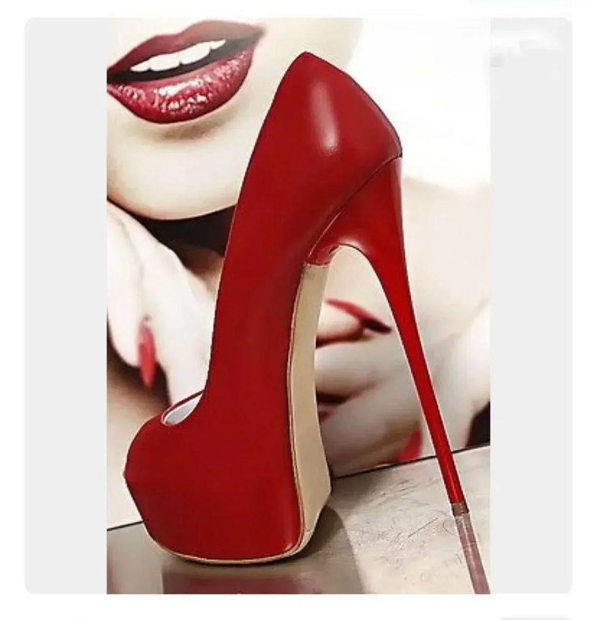 Daring Red Fish Mouth Platform Shallow Mouth Ultra Super High Heel High Heel
