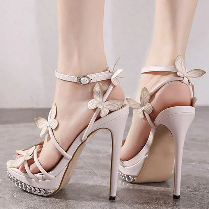 High Heel Narrow Band Butterfly-knot Buckle Strap Summer High Heel