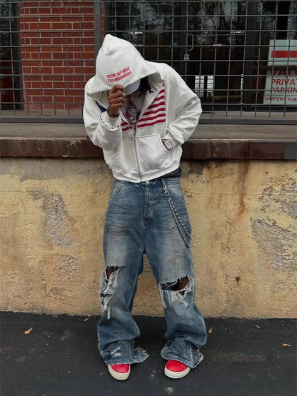 Minimalist Flag Patchwork Hoodie