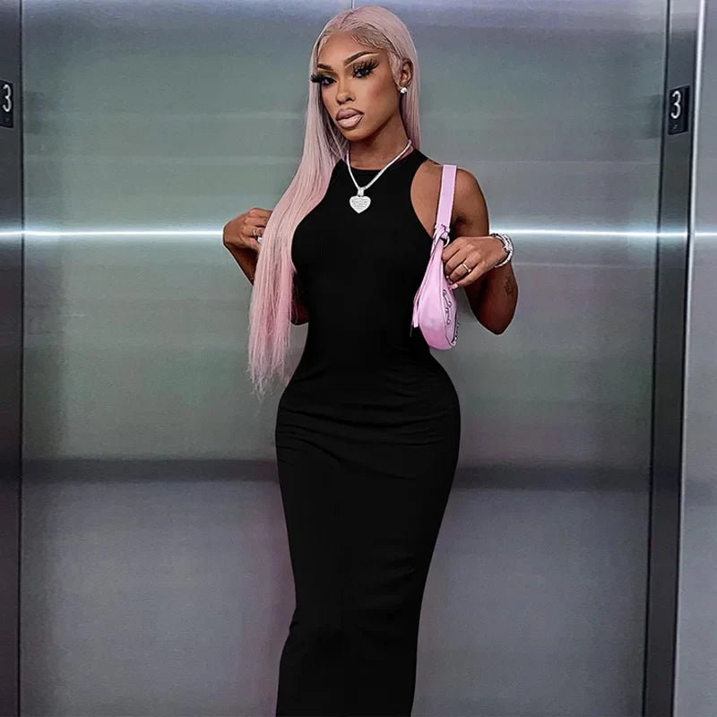 Ribbed Sleeveless Bodycon Maxi Dress