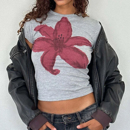 Floral Print Slim Fit Crop Top