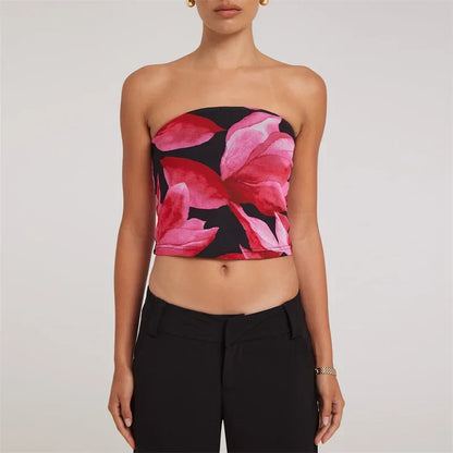 Floral Print Off-Shoulder Strapless