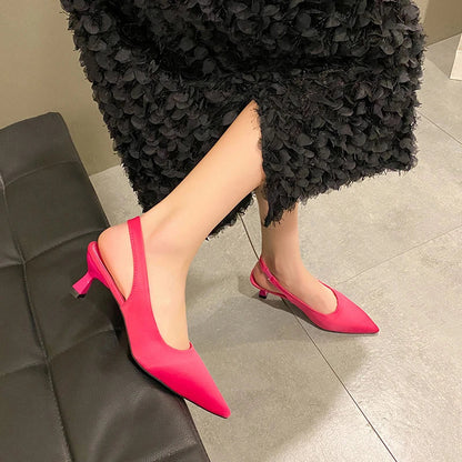 Hot Sale Slip-on Fashion Office Career Pointed Toe Cap Sandals Low Heel Pumps