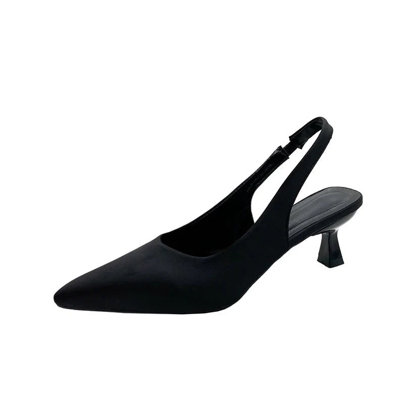 Hot Sale Slip-on Fashion Office Career Pointed Toe Cap Sandals Low Heel Pumps