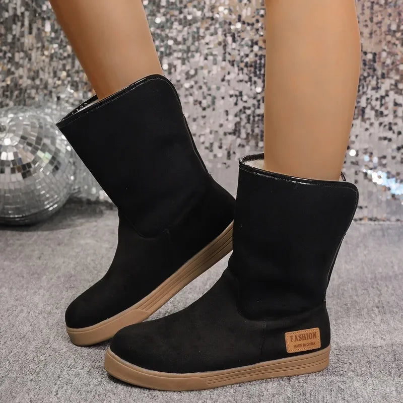Shoes for Women 2024 Comfortable and Warm Winter Women's Furry Boots Simple and Versatile Casual Mid Calf Boots Botas De Muje