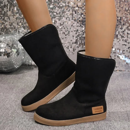 Shoes for Women 2024 Comfortable and Warm Winter Women's Furry Boots Simple and Versatile Casual Mid Calf Boots Botas De Muje