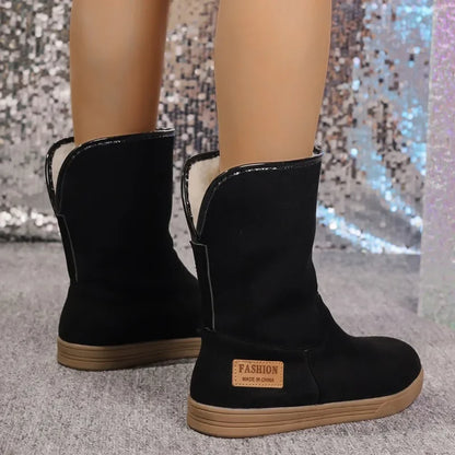 Shoes for Women 2024 Comfortable and Warm Winter Women's Furry Boots Simple and Versatile Casual Mid Calf Boots Botas De Muje