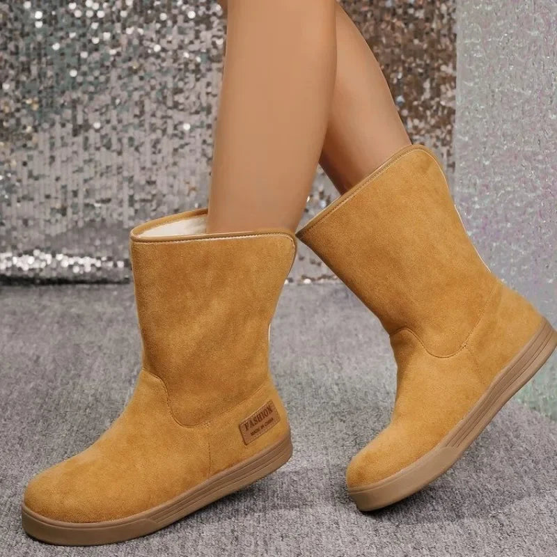 Shoes for Women 2024 Comfortable and Warm Winter Women's Furry Boots Simple and Versatile Casual Mid Calf Boots Botas De Muje