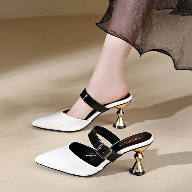 Size 35-43 Pointed Closed Toe Summer Women's Casual Mules Low Heel Pumps