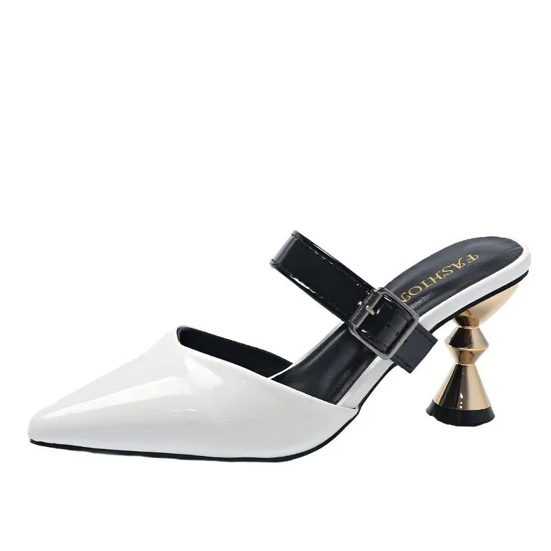 Size 35-43 Pointed Closed Toe Summer Women's Casual Mules Low Heel Pumps