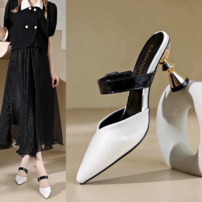 Size 35-43 Pointed Closed Toe Summer Women's Casual Mules Low Heel Pumps