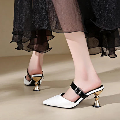 Size 35-43 Pointed Closed Toe Summer Women's Casual Mules Low Heel Pumps