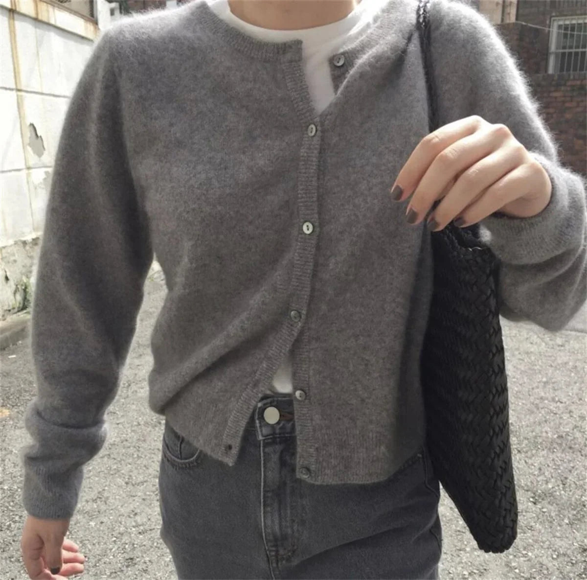 Solid Knit Single Breasted Long Sleeve Loose Autumn Spring Casual Elegant Cardigan