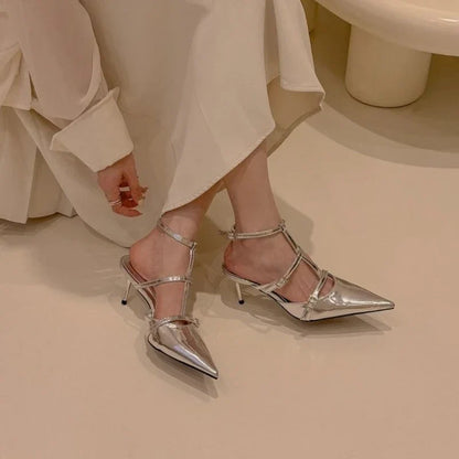 Comfortable Solid Buckle Elegant New Summer Fashionable Low Heel Pumps